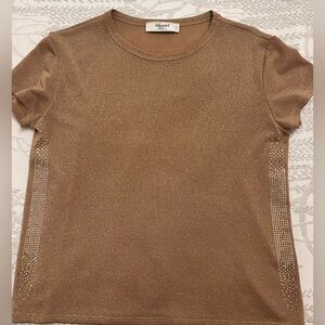 Blumarine Gold  Shimmer Short Sleeve Top